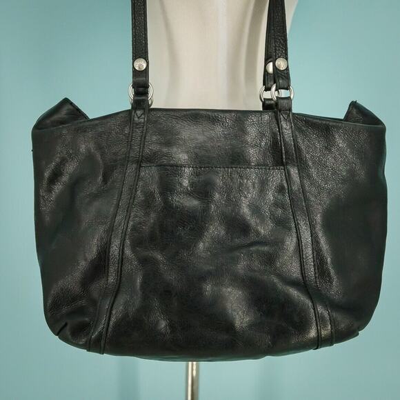 Patricia Nash Black Heritage Leather Benvenuto Studded Twist Lock Tote Bag Purse - Picture 4 of 10